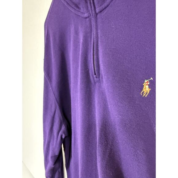 Polo Ralph Lauren Estate Rib 1/4 Zip Pullover Sweatshirt Purple Men’s Large - Picture 4 of 9